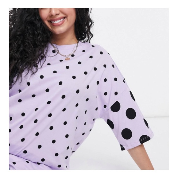 ASOS DESIGN Curve oversized t-shirt in lilac spot - Picture 3 of 4